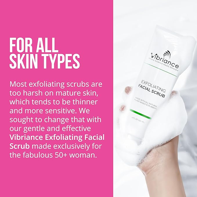 Vibriance Ultra-Gentle Face Scrub, 4 fl oz - Exfoliating Facial Wash Unclogs Pores - Sulfate and Paraben-Free Exfoliator For All Skin Types - Made with Natural Ingredients-Velvo Beauty