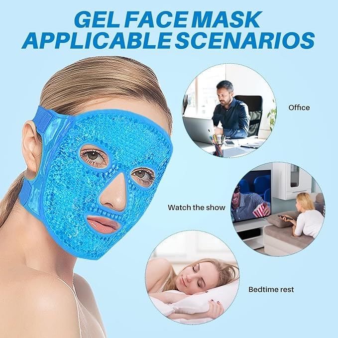 Ice Pack Cold Face Eye Masks Reduce Face Puff, Dark Circles, Reusable Cold Hot Gel Face Eye Mask, Suitable for Women Facial SPA, Ice Face Mask for Sleeping, Headaches (Blue)-Velvo Beauty