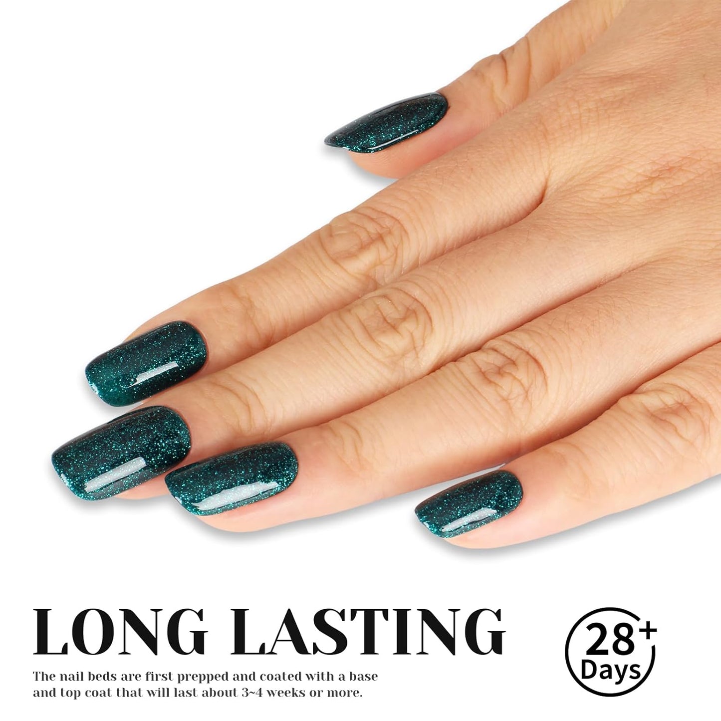 Glitter Gel Polish, Sparkly Shimmer Green Gel Nail Polish, 15ml Soak Off UV Gel Nail Polish for DIY Manicure, St. Patrick's Day Christmas Green Color Gel - GP0063-Velvo Beauty