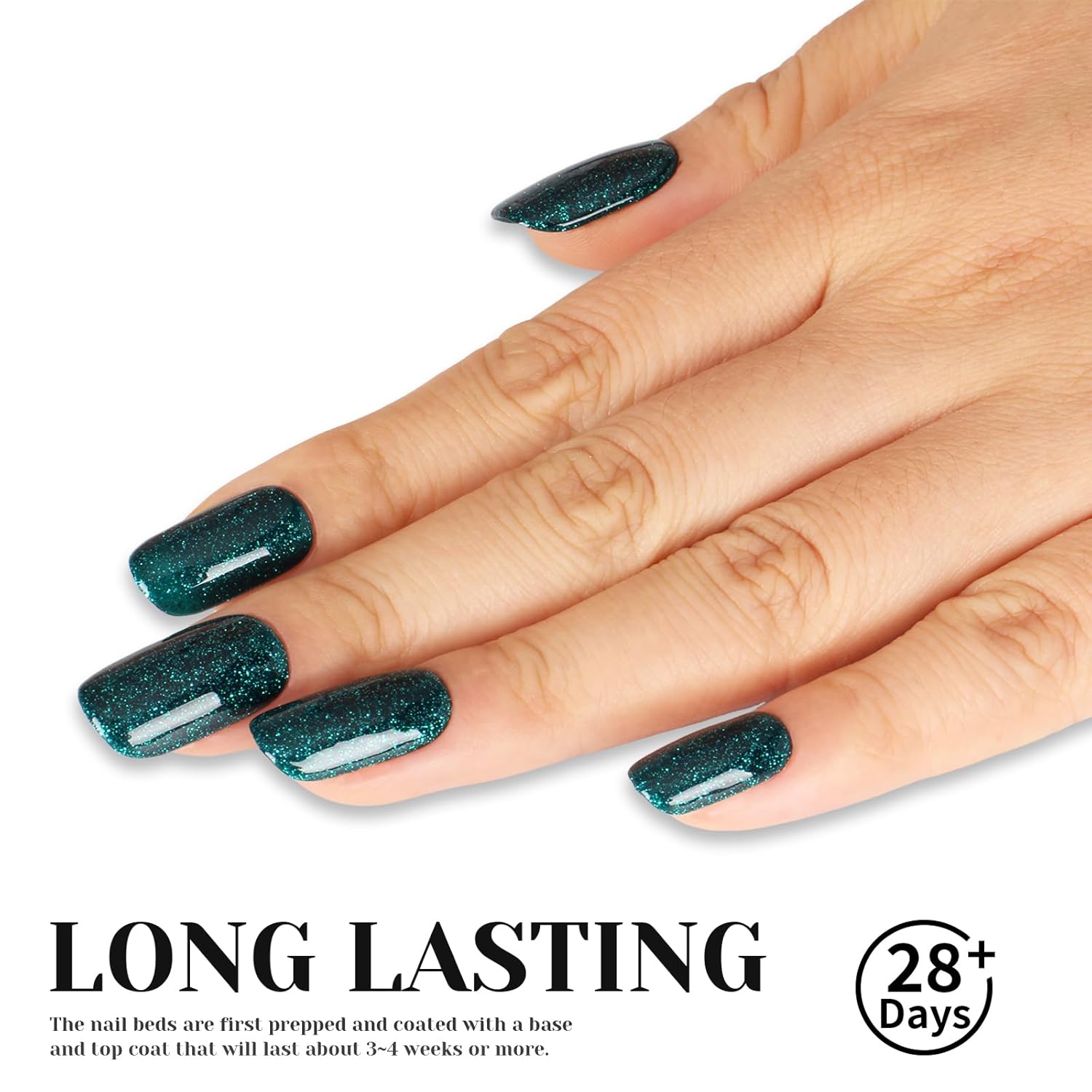 Glitter Gel Polish, Sparkly Shimmer Green Gel Nail Polish, 15ml Soak Off UV Gel Nail Polish for DIY Manicure, St. Patrick's Day Christmas Green Color Gel - GP0063-Velvo Beauty