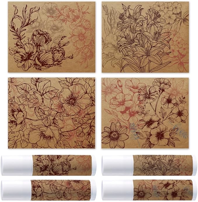 OLYCRAFT 100Pcs Self-Adhesive Lip Balm Tag Stickers 1.7x2.1 inch Waterproof Adhesive Label with Vintage Flower Rectangle Lipstick Tag Sticker for Lip Balm Container Tubes Lipstick Wrapping Decoration-Velvo Beauty