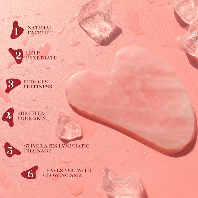 BAIMEI IcyMe Jade Roller & Gua Sha, Face Roller Redness Reducing Skin Care Tools, Self Care Pink Gift for Men Women, Massager for Face, Eyes, Neck, Relieve Fine Lines and Wrinkles - Rose Quartz-Velvo Beauty