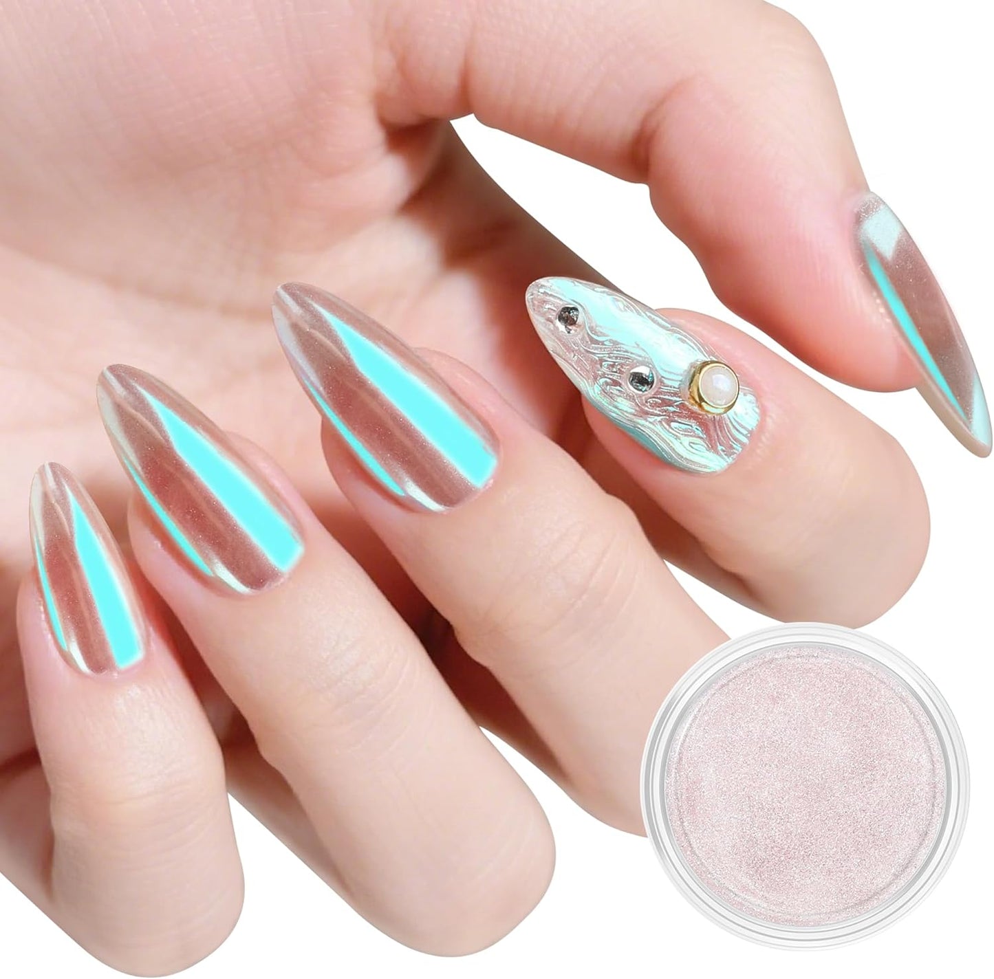 Artdone Aurora Chrome Nail Powder, Iridescent Unicorn Powder Metallic Mirror Effect Pigment Pearlescent Mermaid Pearl Glitter Dust Kit, Nail Art Decoration, Resin Craft-Velvo Beauty