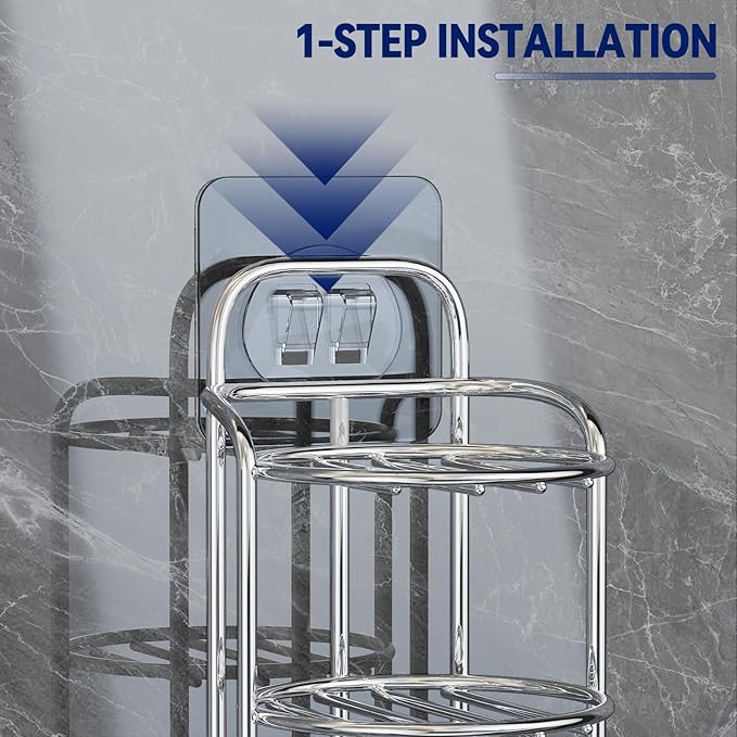 Silver 3-Tier Shower Soap Shampoo Bar Holder, Self Adhesive & Freestanding Draining Soap Dish Caddy for Bathroom Wall Accesories Decor-Velvo Beauty