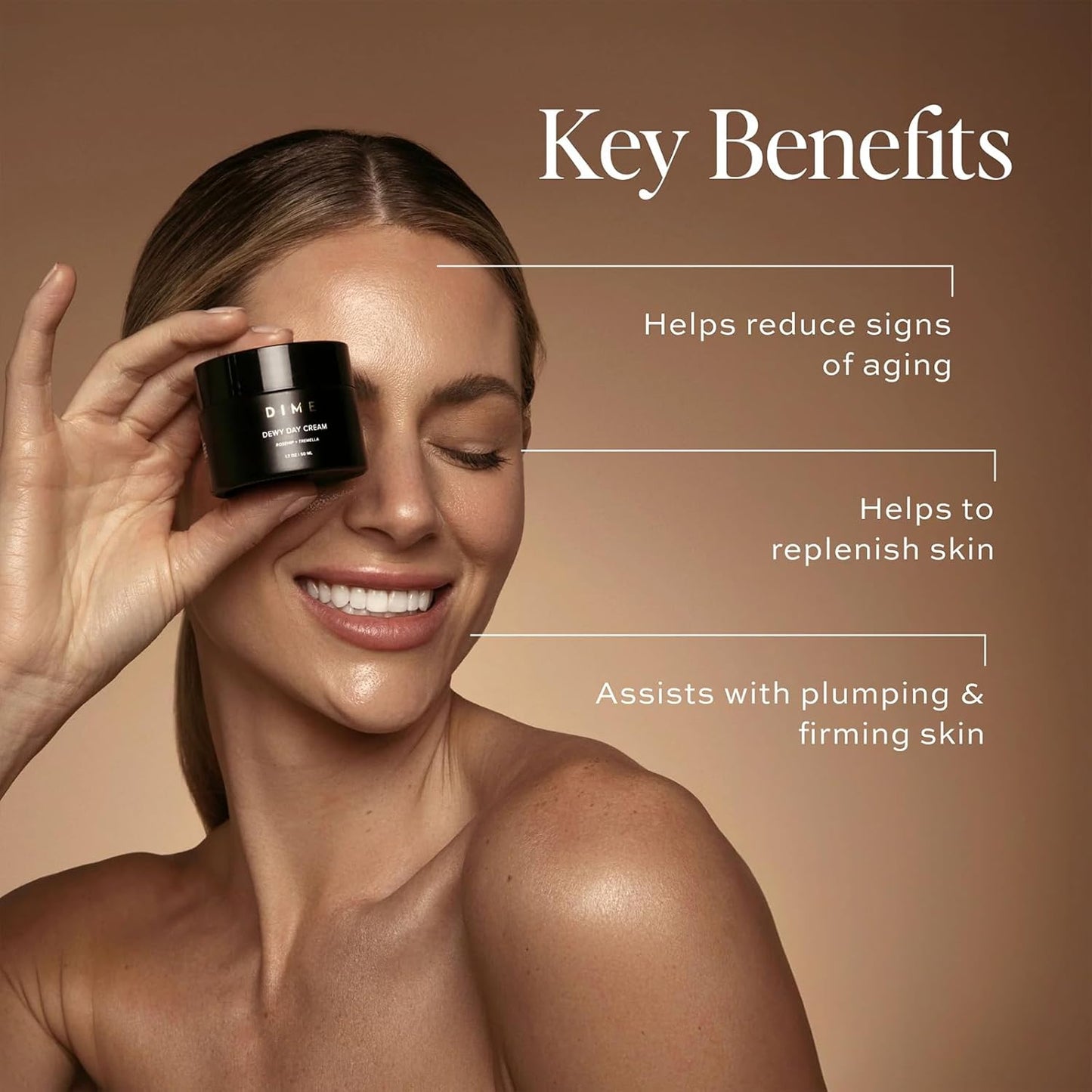 Dime Beauty Dewy Day Cream, Morning Face Moisturizer with Rosehip Oil and Tremella Snow Mushroom, 1.7 oz / 50 ml-Velvo Beauty