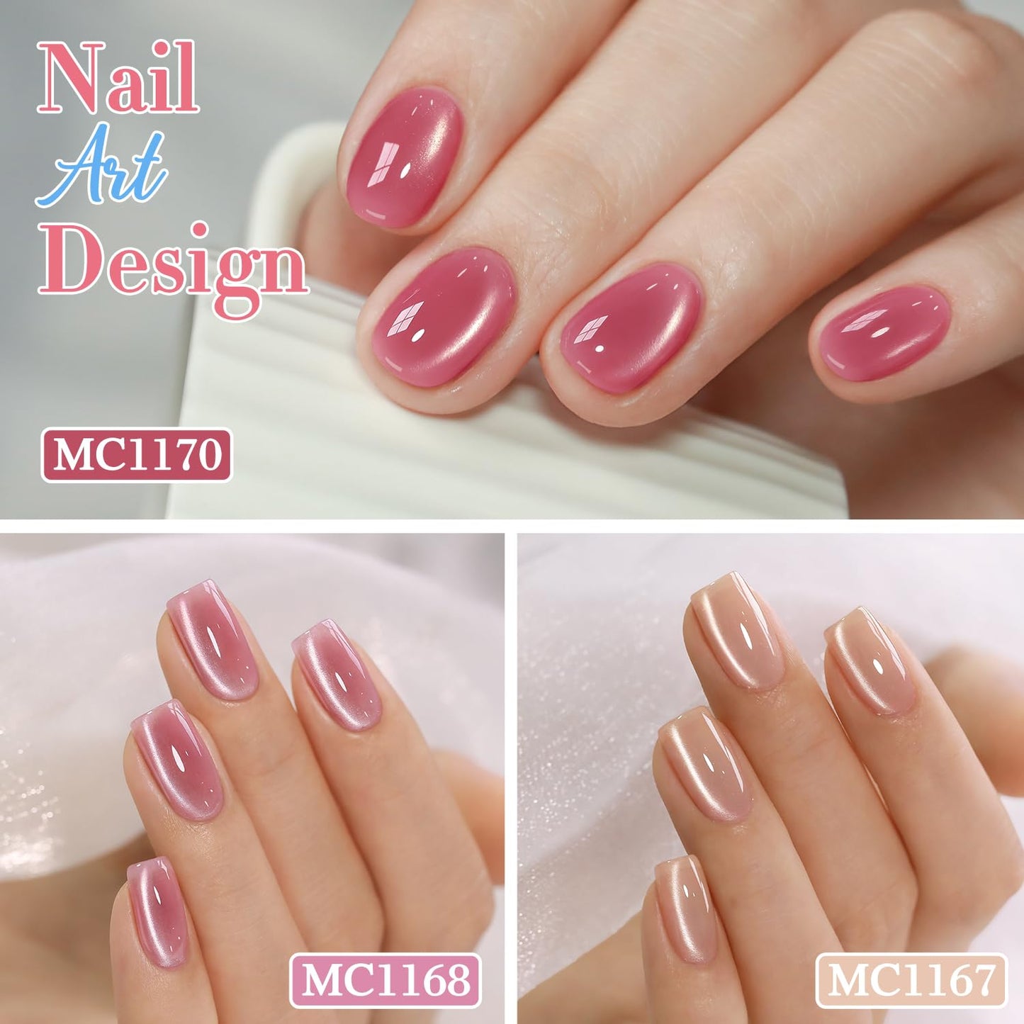 Double Rhythm 6 Colors Cat Eye Gel Polish Set Shimmer Glitter with Magnet Holographic Reflective Magnetic UV Nail Art Kit (6-Kit-49)-Velvo Beauty