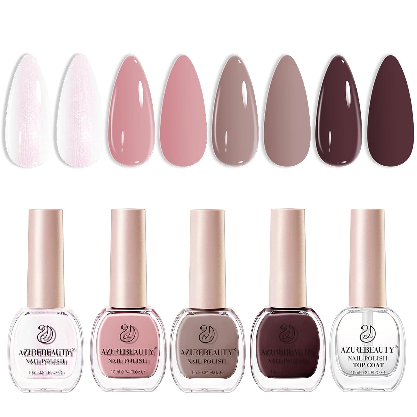 AZUREBEAUTY Nail Polish Set 4 Colors Pink Nude Glitter Nail Polish Quick Dry Natural Nail Lacquer Fingernail Kit with Top Coat DIY Salon Home-Velvo Beauty