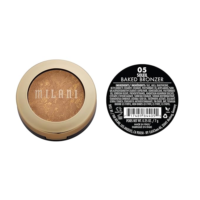 Milani Bronzer Powder - Baked Bronzer Made in Italy, Bronzing Shimmer Highlighter Makeup for Contour -Soleil-Velvo Beauty