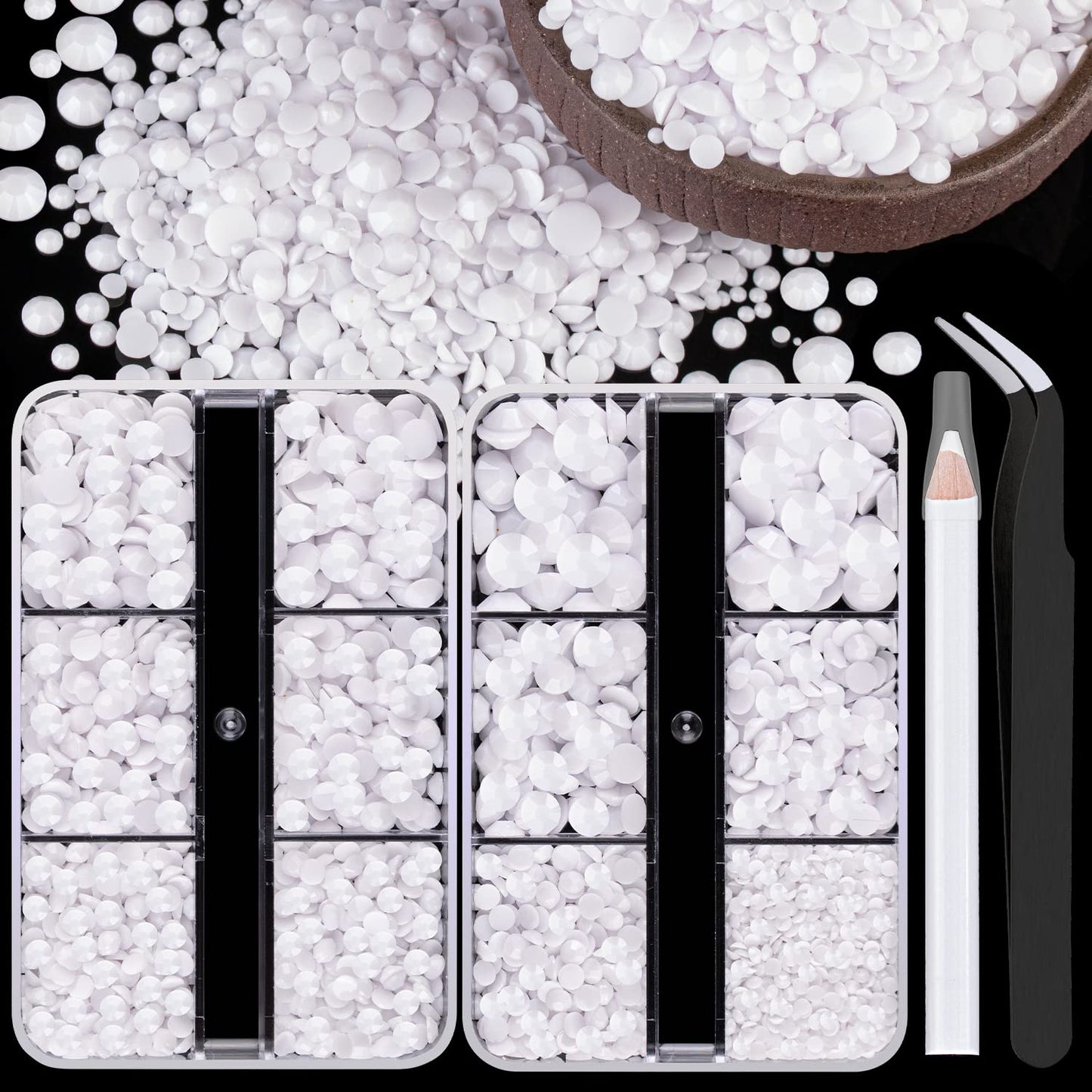 Resin Rhinestones Crafting, 2/3/4/5/6mm Flatback Jelly Rhinestones, 2 Boxes White Non Hotfix Crystal Gems for Bedazzling Crafts Mugs Tumblers Clothes Makeup Nail-Velvo Beauty