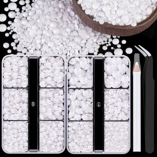 Resin Rhinestones Crafting, 2/3/4/5/6mm Flatback Jelly Rhinestones, 2 Boxes White Non Hotfix Crystal Gems for Bedazzling Crafts Mugs Tumblers Clothes Makeup Nail-Velvo Beauty