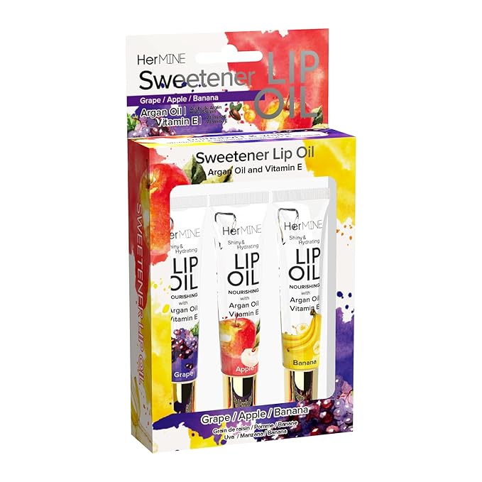 HerMINE Hydrating Lip Oil with Argan oil & Vitamin E Clear Long Lasting Nourishing Lip Oils Moisturizing Gel Multi-Packs Softening Clear Oil-Velvo Beauty