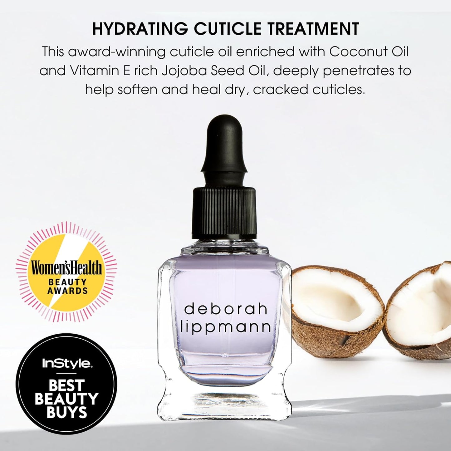 Deborah Lippmann Cuticle Oil, Hydrating Nail Care Treatment, Repair Dry Cuticles with Vitamin E and Coconut Oil, 0.50 Fl Oz-Velvo Beauty