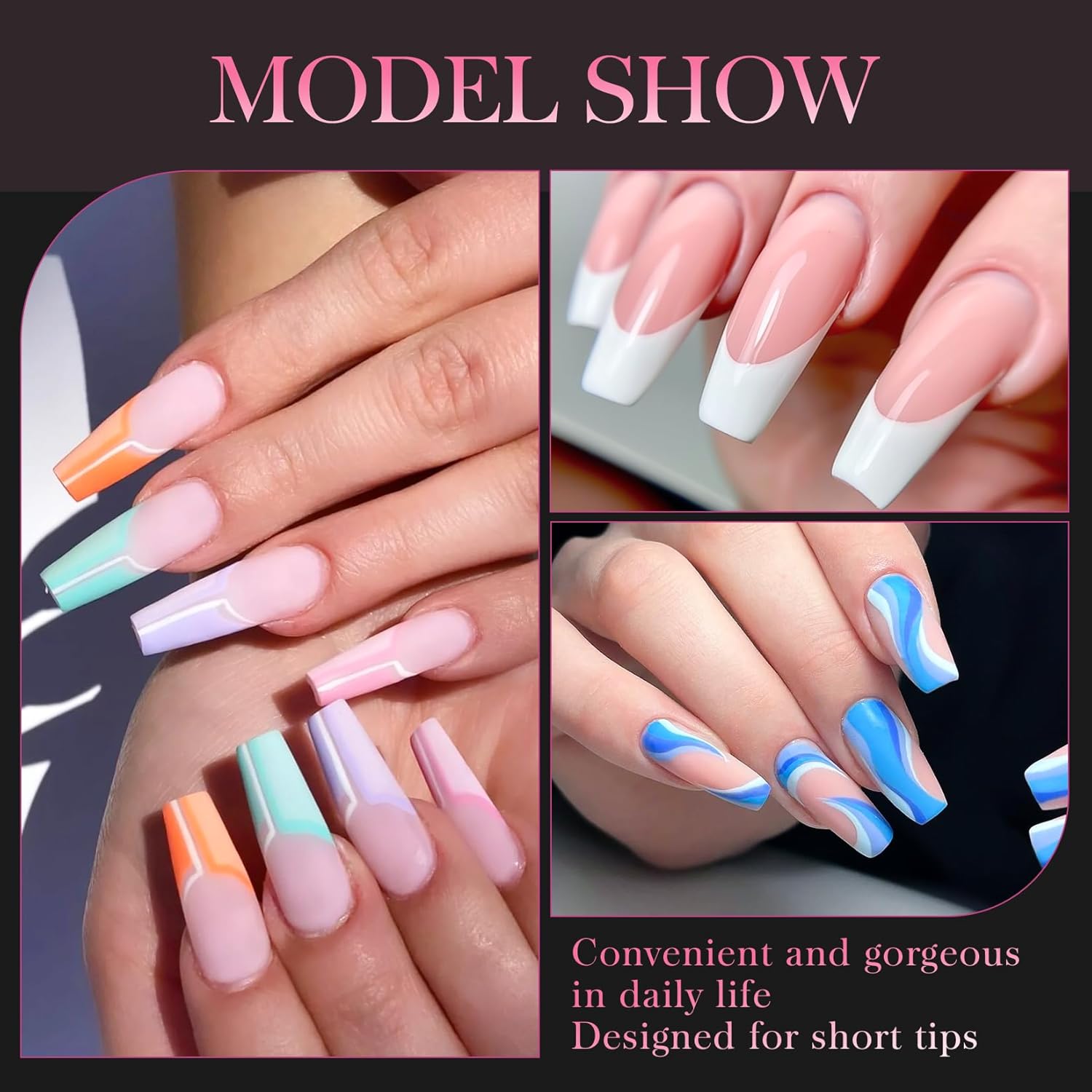 krofaue 500PCS False Nails Tips Lady French Style Acrylic Artificial Tip Manicure Half Cover with Box of 10 Sizes for Nail Tips Art Salons and Home DIY (White)-Velvo Beauty