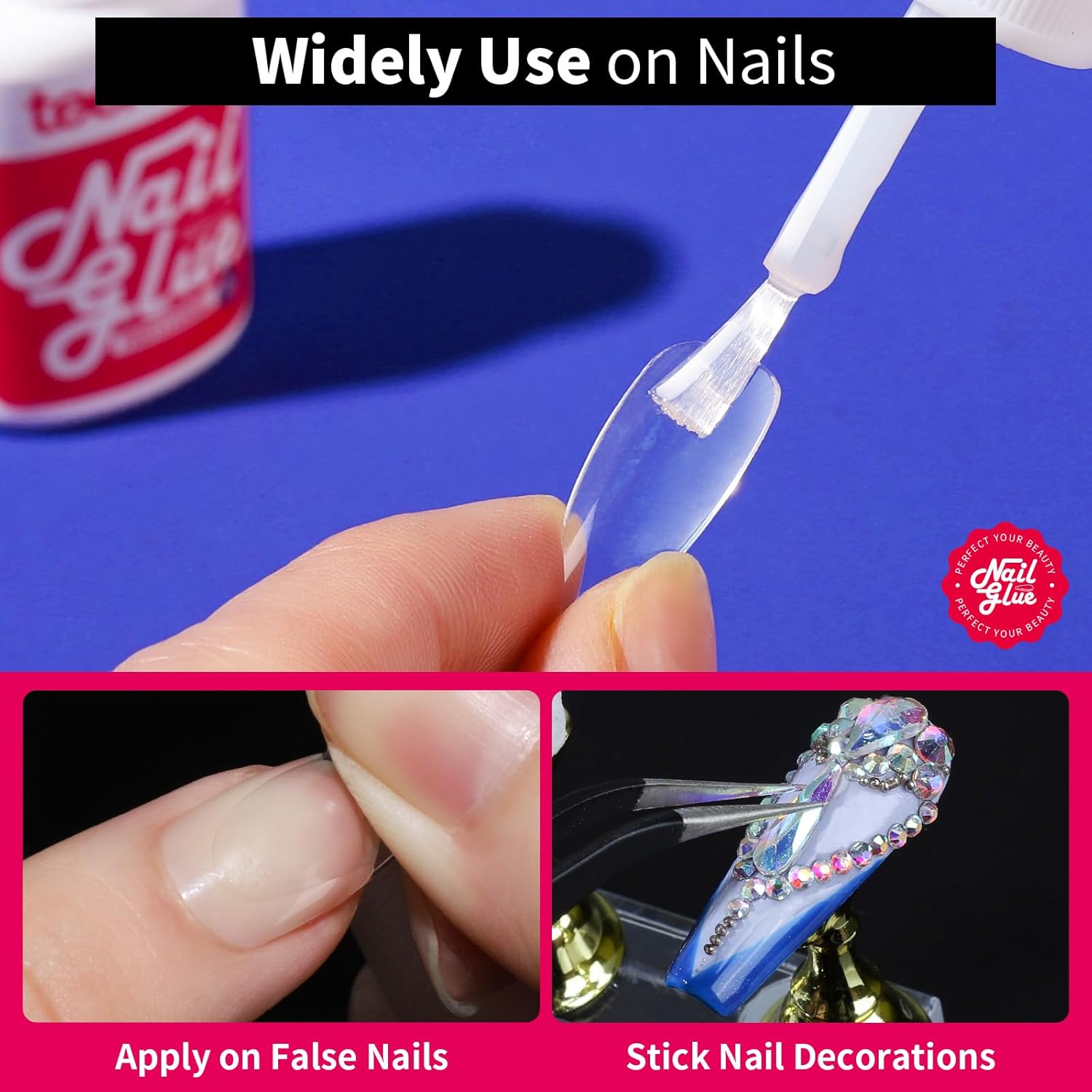 Teenitor Strong Nail Glue, 42ml Professional for Press Ons, Brush-On for Acrylic Nails, Bond With File, Long Lasting, 10 Pcs-Velvo Beauty