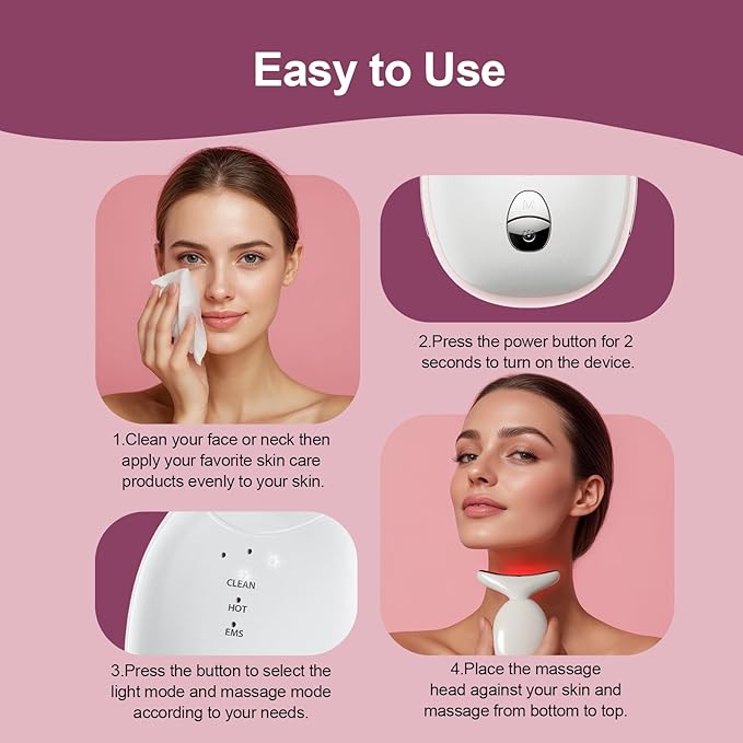 Facial & Neck Massager: Red Light Therapy for Women, Skin Lifting Beauty Device,7 in 1 LED Facial Sculptor Tool for Women's Daily Skincare-Velvo Beauty