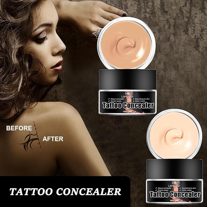 Tattoo Cover Up, Invisible Waterproof Concealer,Long Lasting Professional Skin Makeup Concealer Kit for Body Leg Tattoo, 2 Colors,30gX2-Velvo Beauty