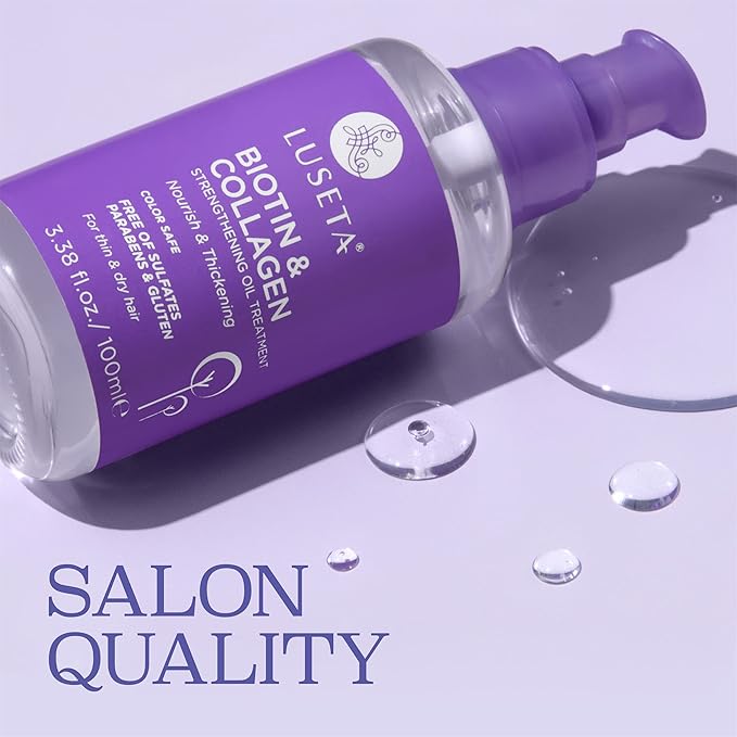 L LUSETA Biotin Hair Growth Serum with Collagen, Hair Oil for Thin and Damage Hair Growth Oil, Biotin growth serum for Frizzy & Damaged hair, Thickening and Healthier Scalp for Men & Women 3.38 Fl Oz-Velvo Beauty