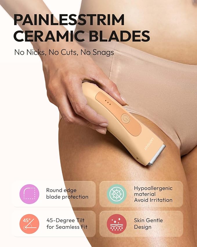 LADYSPOT™ Finishing Trimmers, Electric Shaver for Women, Hair Trimmer for Womens, Shaving & Grooming Sets Kit with 3 Guard and Replaceable Ceramic Blade Heads, Waterproof Wet/Dry(Orange)-Velvo Beauty