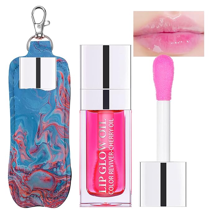 Hydrating Lip Glow Oil, Plumping Watery Lip Gloss, Refreshing Moisturizing Lip Oil Tinted Lip Balm, Lasting Nourishing Revitalizing Lip Tint Lip Care (07# Raspberry Red)-Velvo Beauty