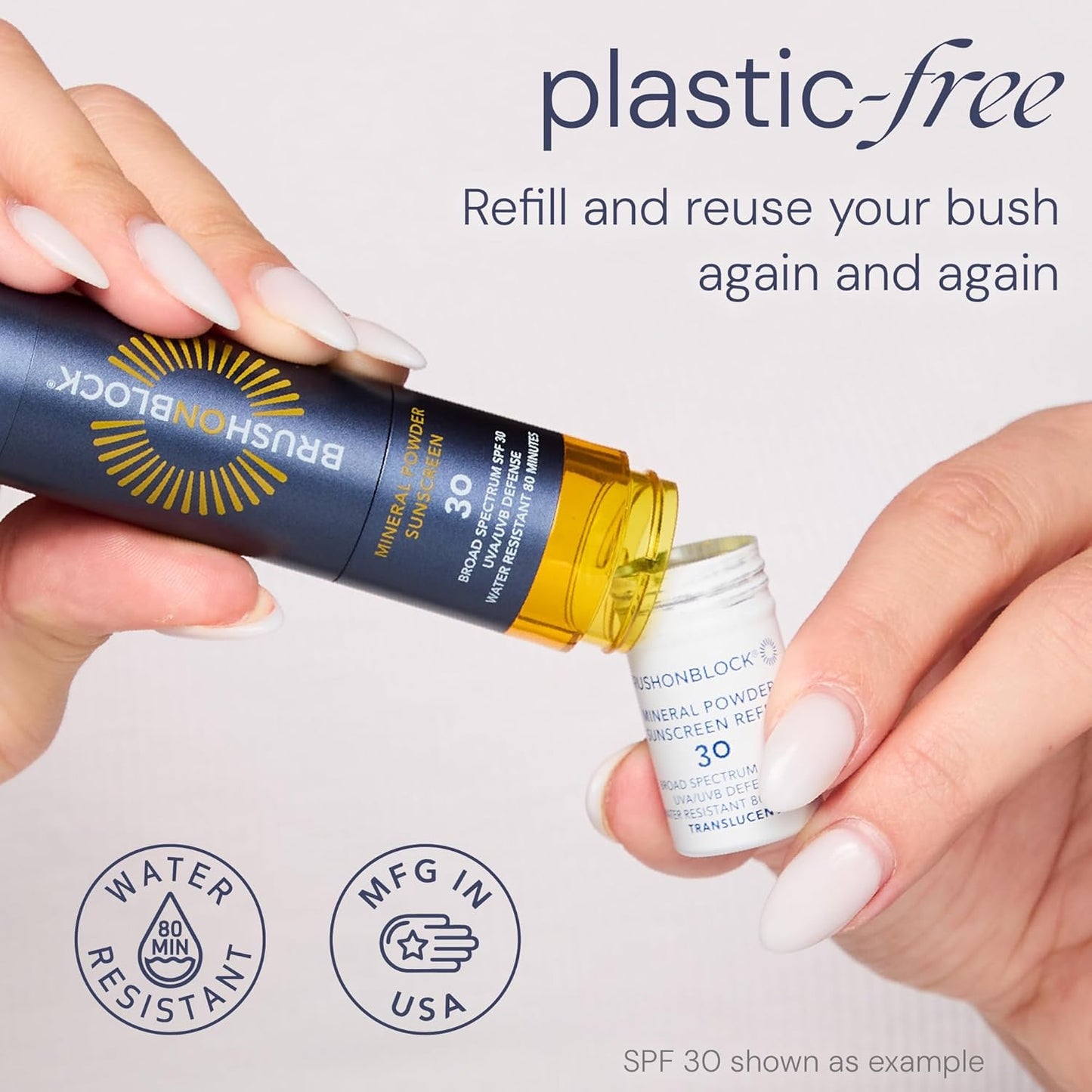 Brush On Block Mineral Sunscreen Powder Refill, Natural Broad-Spectrum SPF 50, Safe for Sensitive Skin, UVA UVB Face Protection, Reef Friendly (Translucent - Refill)-Velvo Beauty