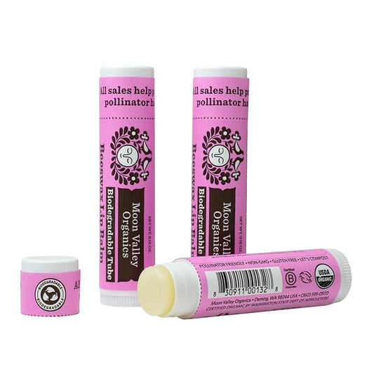 Moon Valley Organics Beeswax Lip Balm for Moisturizing Lips and Cuticles (JUICY BLACKBERRY, 3-Pack)-Velvo Beauty