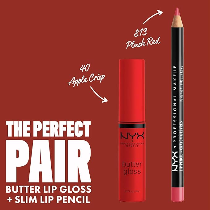 NYX PROFESSIONAL MAKEUP Butter Gloss, Non-Sticky Lip Gloss - Apple Crisp (Modern Red)-Velvo Beauty