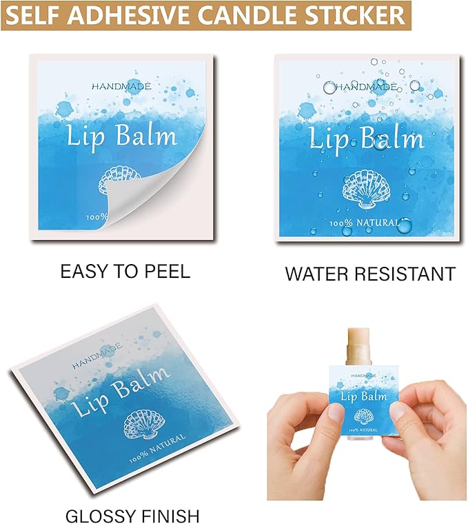 CRASPIRE Lip Balm Labels 80pcs Homemade Lip Balm Labels 2” Clear Lip Balm Labels for Tubes Printable Waterproof Lip Balm Stickers Labels for Lip Balm Handcream Candle Container（Marine Life-Blue）-Velvo Beauty