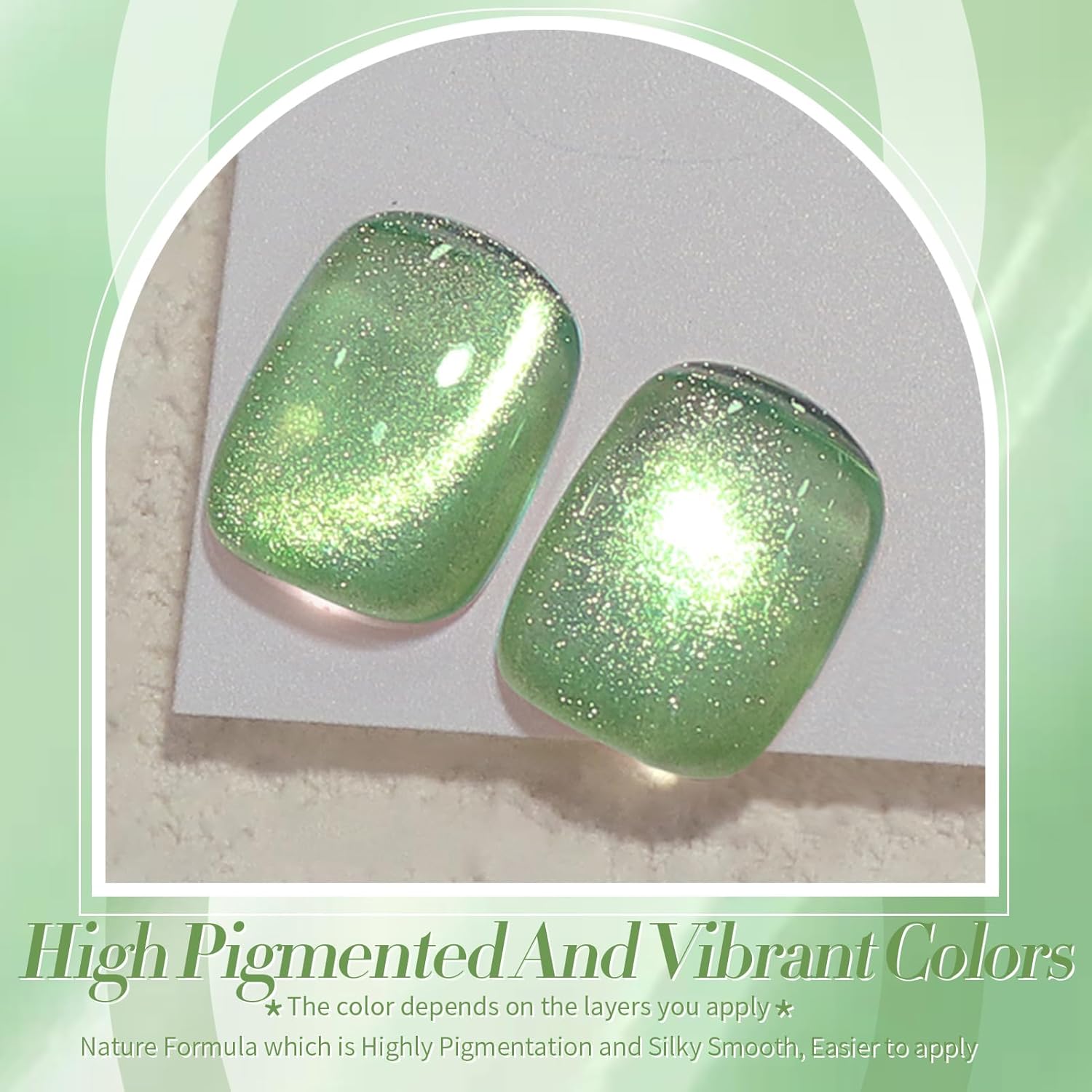 BORN PRETTY Green Cat Magnetic Eye Gel Nail Polish Shimmer Glitter Holographic Aurora Green Magnetic Gel Polish Nail Art Manicure DIY at Home 15ML-Velvo Beauty