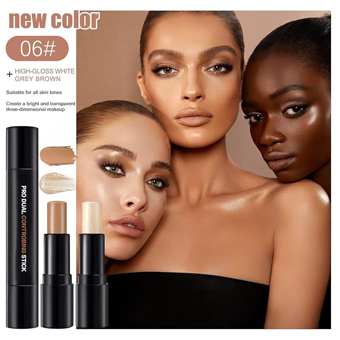 Double-End Contour Highlighter Stick, Contour Stick,Face Highlighter, Contour Makeup Contouring Sticks Cream Concealer (6)-Velvo Beauty