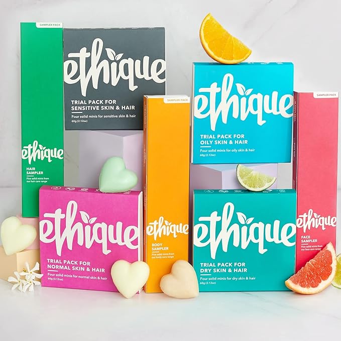 Ethique Hair Sampler - Shampoo & Conditioner - Plastic-Free, Vegan, Cruelty-Free, Eco-Friendly, 5 Travel Bars (Pack of 1)-Velvo Beauty
