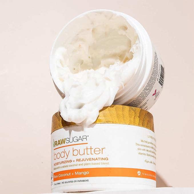 Raw Sugar Mango + Raw Coconut Body Ritual Bundle - Exfoliating Body Scrub and Body Butter, Formulated without Sulfates + Parabens, Body Care Products for Women & Men-Velvo Beauty