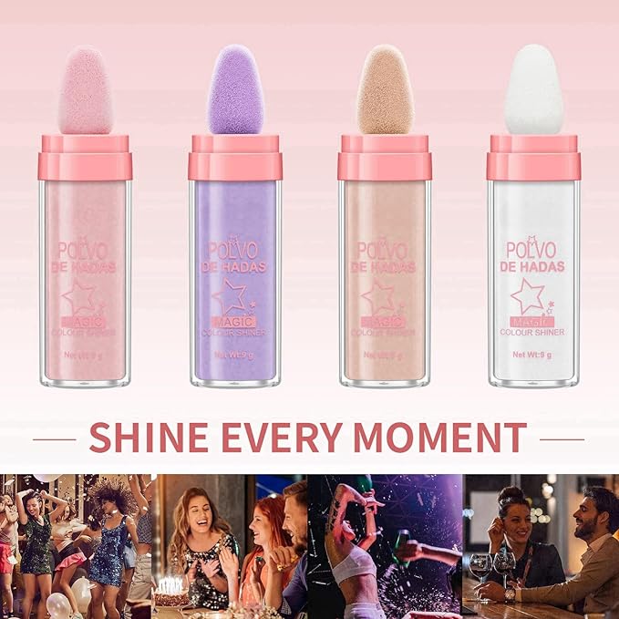 Polvo De Hadas Fairy Dust Highlight Patting Powder - Full Body Contouring and Clavicle Pearlescent Patting Powder for Face and Eye, Christmas Sparkling Body Glitter Powder (#03 Golden brown)-Velvo Beauty