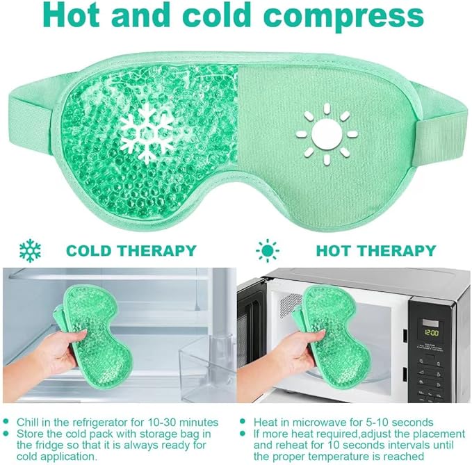 ONLYSKY BEAUTY Cold Eye Mask Cooling Gel Eye-Mask for Dry Eyes, Eye relax and Pressure Release as Gift for women (Green)-Velvo Beauty