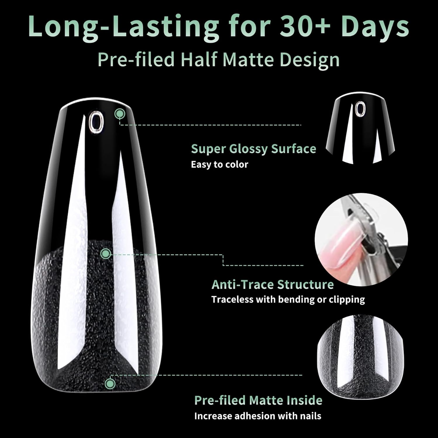 Long Coffin Nail Tips, 216pcs Acrylic Soft Ballerina Fake Nails Gel Nail Tips, Full Cover Pre-Shaped Matte Clear Press on Nails for Extension, Diy at Home Manicure 12 Sizes-Velvo Beauty