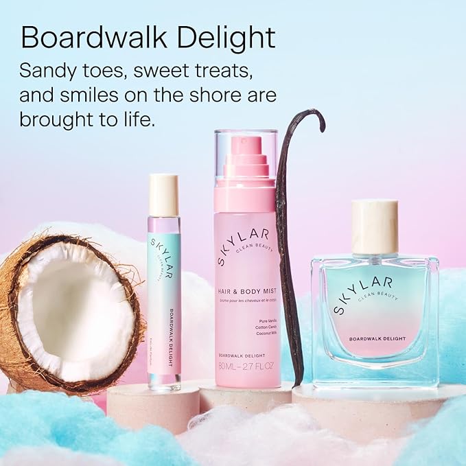 Skylar Boardwalk Delight Hair & Body Mist | Hypoallergenic & Clean Fragrance | Vegan, Cruelty Free, and Safe For Sensitive Skin | 80 ML, 2.7 Fl Oz-Velvo Beauty