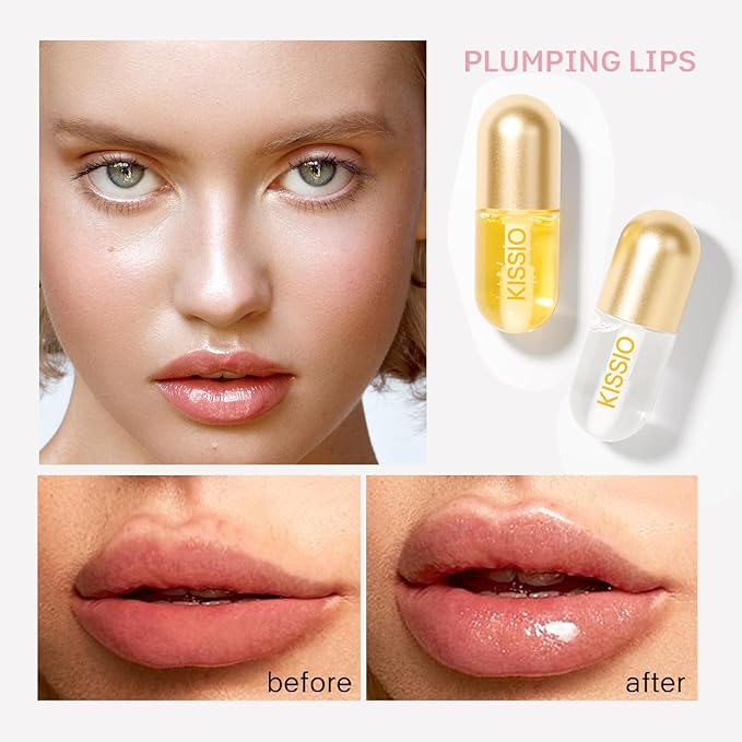 KISSIO Lip Plumper,2 PCS Natural Lip Plumper,Lip Enhancer, Natural Plumping Lip Serum, Lip Plumping Balm,Lip Plumper Pro,Hydrated Beauty Lips 5.5ml, Day And Night-Velvo Beauty