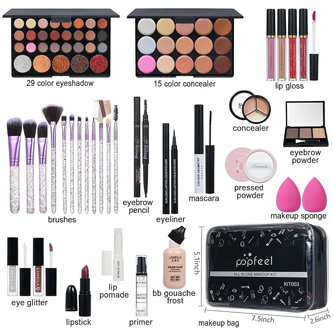 Makeup Kit for Women Full Kit, TooAemiS Professional Makeup Kit for Teens or Adult, All in One Makeup Sets Include Eyeshadow Palette Lipstick Concealer Foundation Mascara Loose Powder Etc-Velvo Beauty