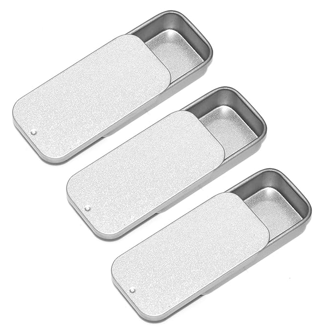 Lip Balm Tins Slide Top Tin Containers for Lip Balm Crafts Storage Kit - 0.25oz 3 Pack (SILVER)-Velvo Beauty