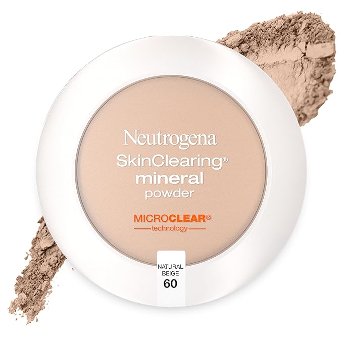 Neutrogena SkinClearing Mineral Acne-Concealing Pressed Powder Compact, Shine-Free & Oil-Absorbing Makeup with Salicylic Acid to Cover, Treat & Prevent Breakouts, Natural Beige 60,.38 oz (Pack of 2)-Velvo Beauty