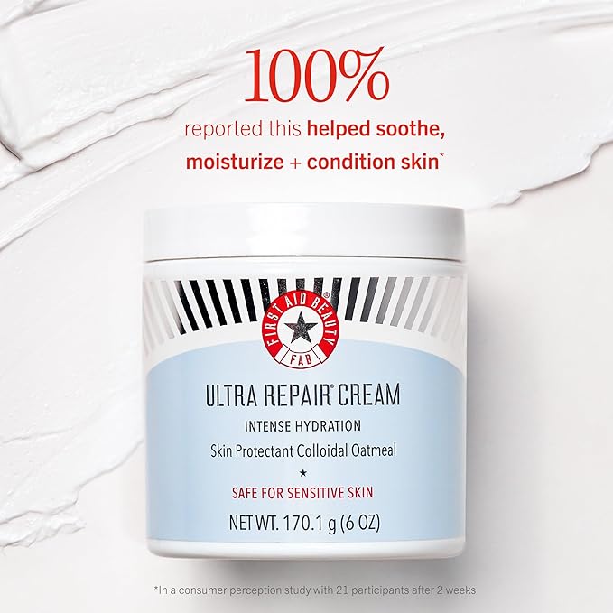 First Aid Beauty - Ultra Repair Cream, Intense Hydration Whipped Colloidal Oatmeal, Clinically Proven to Strengthen Skin Barrier in 7 Days & Helps Relieve Eczema, Luxury Face & Body Moisturizer, 12 oz-Velvo Beauty
