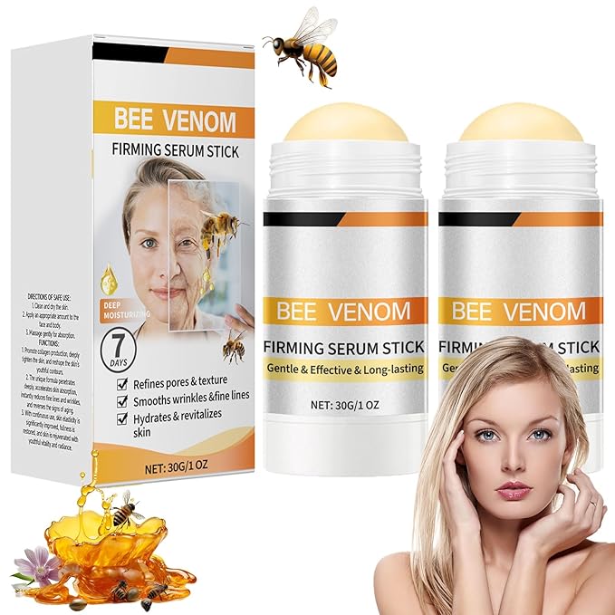Bee Venom Firming Serum Stick, 2PCS Anti-Aging Face Cream, Lifts and Tightens the Skin, Hydrating, Lifting & Restoring Skin Elasticity, Bee Venom Body Tightening Cream for Women & Men-Velvo Beauty