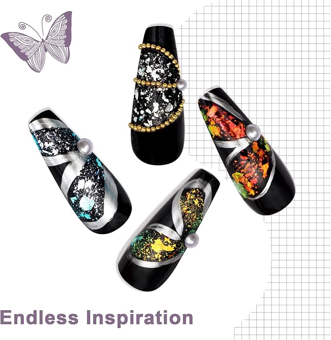 Laza Ice Blue Pearl Chameleon Flakes Nail Glitter Irregular Opal Nail Foil Flakes Chunky Confetti Color-Shift Sequins Iridescent Fairy Dust for Mermaid Nails Design, Nail Decorations for Nail Art-Velvo Beauty