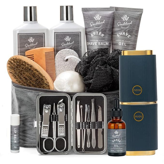 Father's Day Gift, 14 Pieces Grooming Set for Men, Skin Care Set, Beard Kit Spa Set, Bath & Body Care Set, Gifts for Boyfriend, Dad, Anniversary Gifts for Men, Birthday, Christmas, Valentine's Day-Velvo Beauty