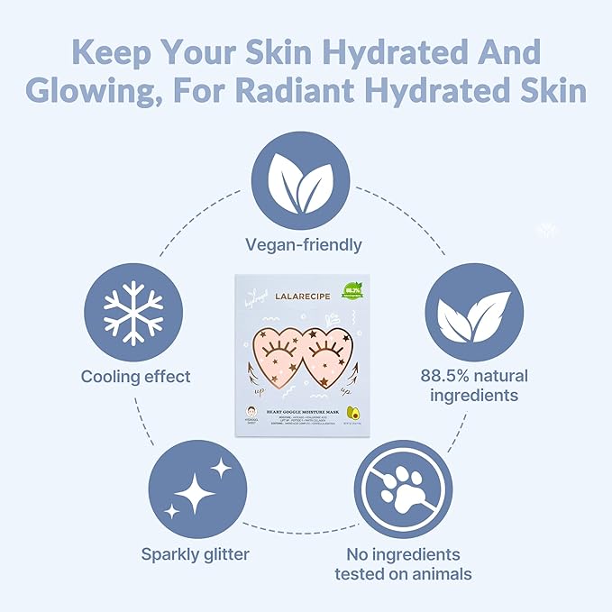 Avocado Heart-Shaped Collagen Under Eye Masks | Brightening Eye Mask Pads w/Hyaluronic Acid & Niacinamide | Hydrogel Depuffing Under Eye Patches for Dark Circles and Puffiness (Pack of 10)-Velvo Beauty