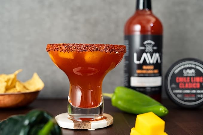 (3-Pack) LAVA Premium Mango Michelada Mix Made With Real Mango Puree, Ancho Chile Peppers, New Mexico Chile, Tamarind, Vegan, 1-Liter (33.8oz) Glass Bottle, Ready to Use-Velvo Beauty