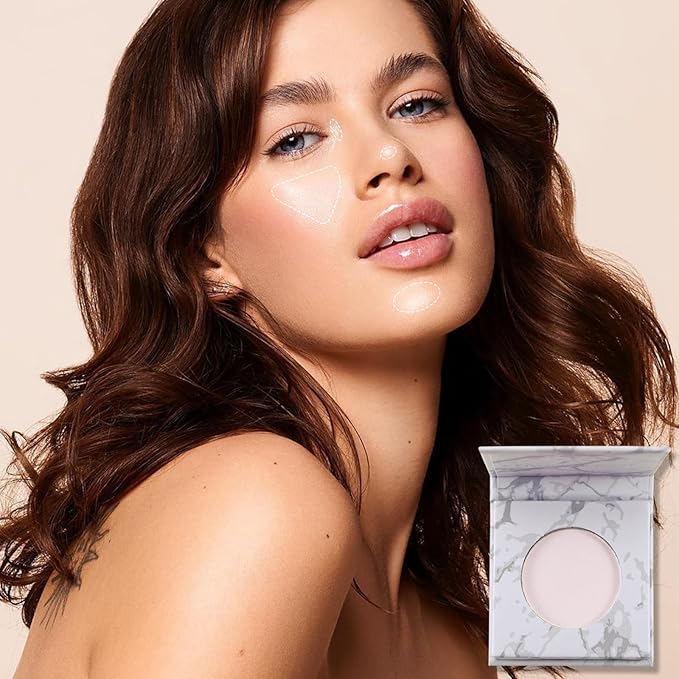 White Face Highlighter Makeup Palette, Matte Highlighters Makeup Powder, Illuminator Highlighter Powder for Cheeks, Collarbone the Nose, Long-lasting Natural Shiny 04#White-Velvo Beauty
