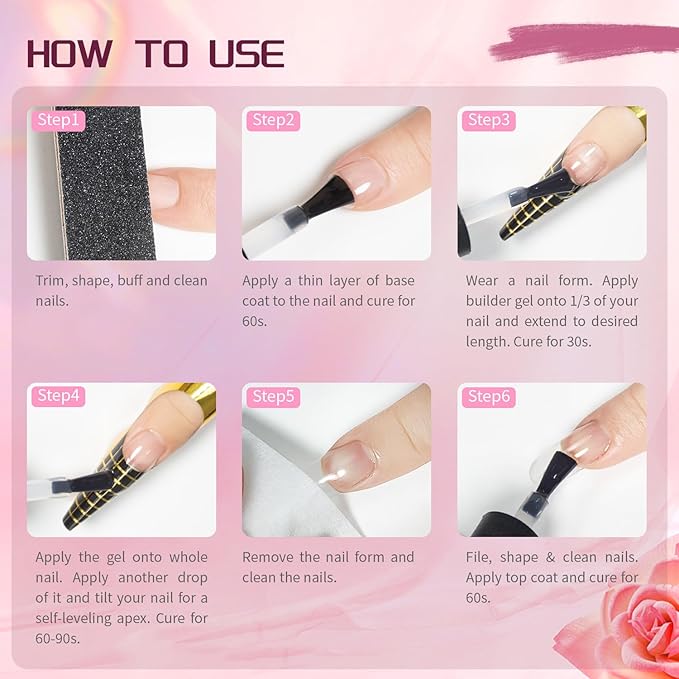 JODSONE Builder Color Gel Top Coat Base Coat Extension Gel 24 PCS Kit Long Lasting High Gloss Gift For Women-Velvo Beauty