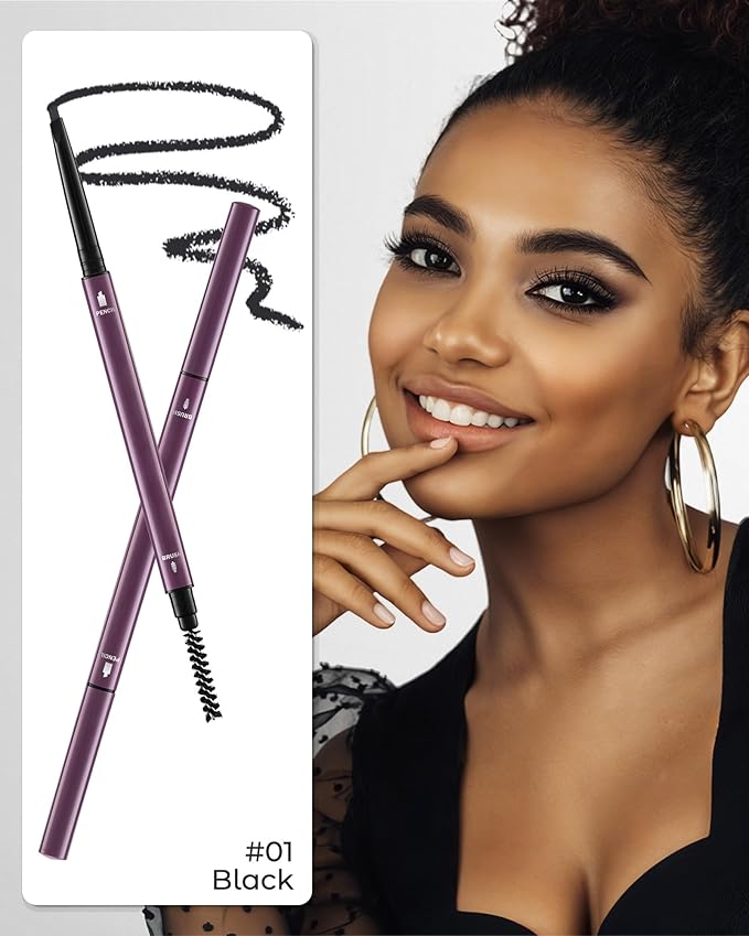 12Pcs Microblading Eyebrow Pencils Black Waterproof Eye Brow Pencil w/Eye Brow Razor & Scissors Kit 0.5mm Ultra-Fine Tip Creates Hair-Like Strokes for Women Effortless Natural Brows-Velvo Beauty