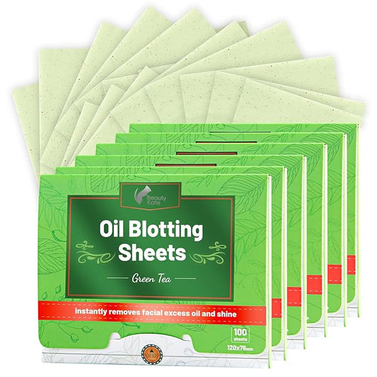 Oil Blotting Sheets for Face - Green Tea,26% Larger,6pk/600 Natural Blotting Paper for Oily Skin,Makeup Friendly Oil Absorbing Sheets,Easy To Grab One-Velvo Beauty