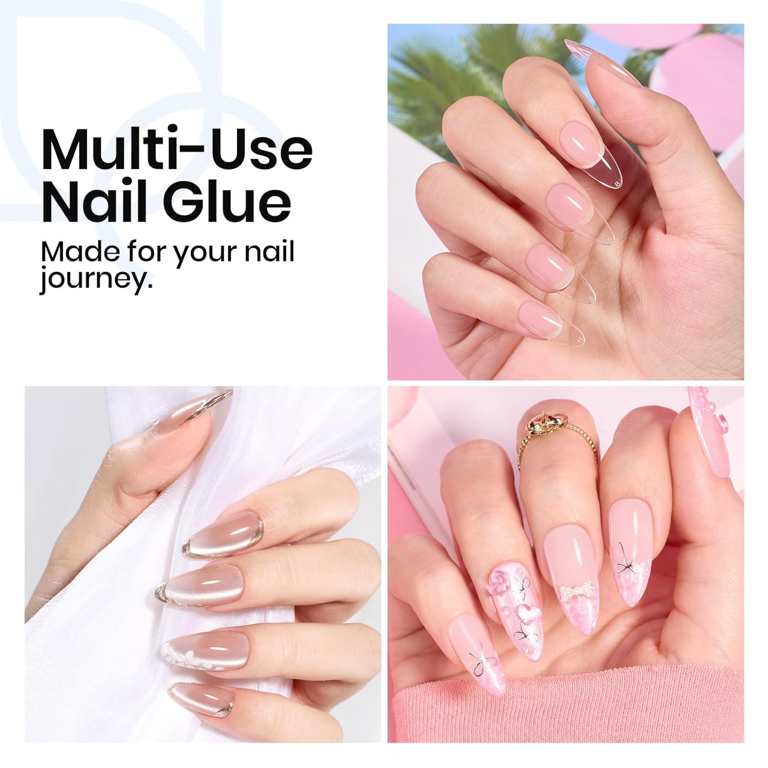 Beetles 2Pcs 15ml HEMA-Free Nail Glue Gel for Acrylic Nail Tips & Clear Press On Nails, Super Strong U V Nail Glue for Nail Extensions, DIY Long Lasting Nail Gel Kit-Velvo Beauty